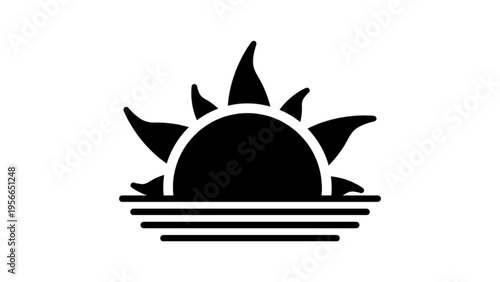 Sunrise or Sunset Ocean Silhouette Icon