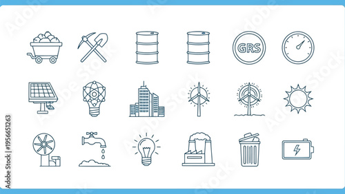Collection of diverse icons representing various household and outdoor activities Vector