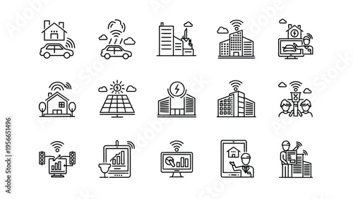 Collection of icons representing various office and professional services Vector