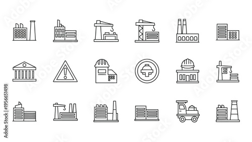 Assorted icons representing various household and office items in a minimalist design style Vector
