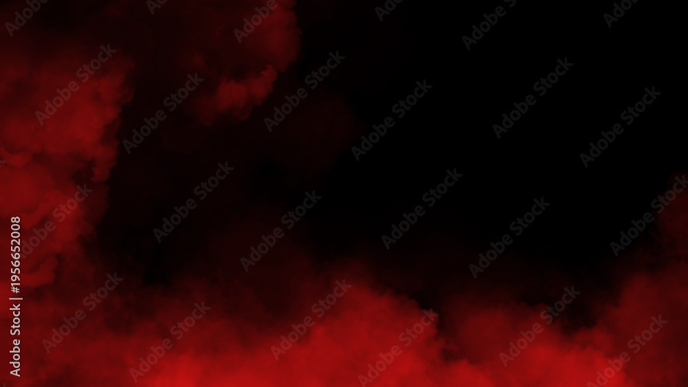 Naklejka premium Abstract red smoke misty fog on isolated black background. Texture overlays. Paranormal mystic smoke, clouds for movie scenes
