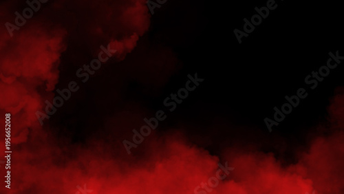 Abstract red smoke misty fog on isolated black background. Texture overlays. Paranormal mystic smoke, clouds for movie scenes