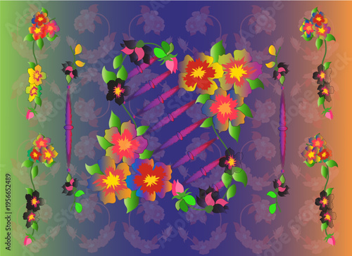 Pink figurines in wallpaper designs with varying color gradients