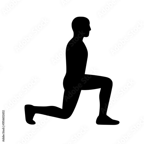Black silhouette of a person in a lunge position