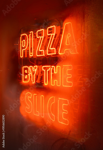 Retro Glowing Neon Pizza Slice Sign