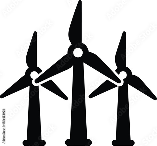 a wind turbine with three long blades the entire image silhouette vector illustration on transparent background