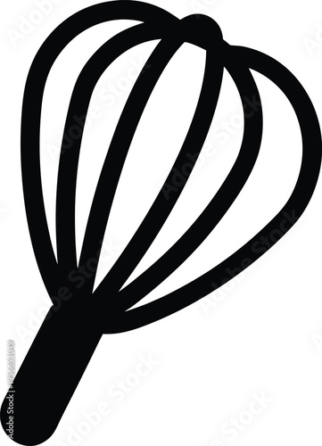 a whisk with balloon shaped wires the entire image silhouette vector illustration on transparent background