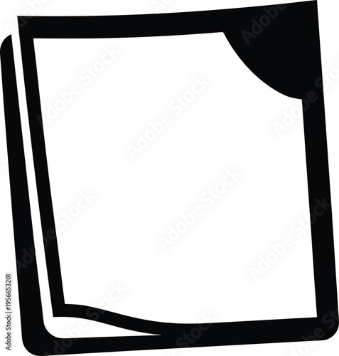 a sticky note with curled corner the entire image silhouette vector illustration on transparent background