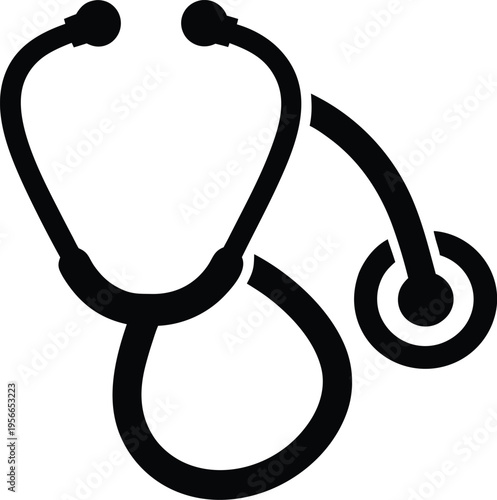 a stethoscope with earpieces and chest piece the entire image silhouette vector illustration on transparent background