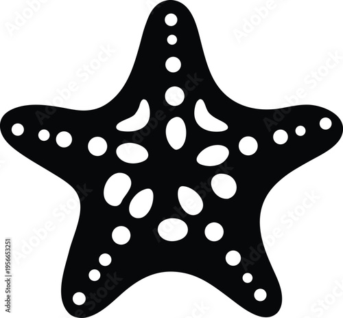 a starfish with five arms and textured surface the entire image silhouette vector illustration on transparent background