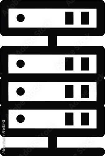 a server rack with stacked units the entire image silhouette vector illustration on transparent background