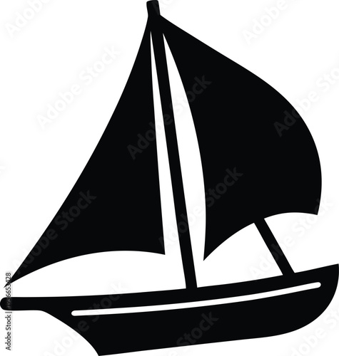 a sail with mast and boom no boat the entire image silhouette vector illustration on transparent background