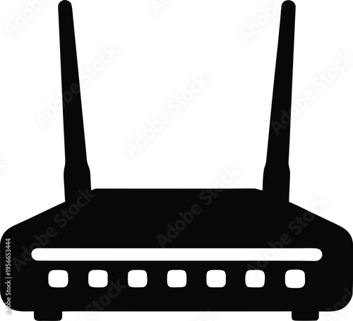 a router with antenna and ports the entire image silhouette vector illustration on transparent background