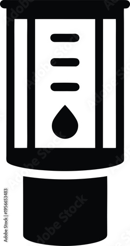a rain gauge with cylindrical body and base the entire image silhouette vector illustration on transparent background