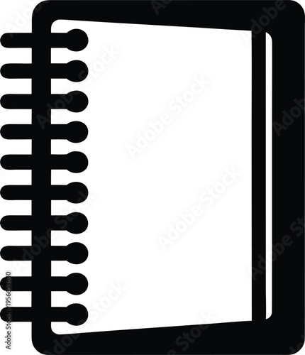 a notepad with spiral binding on side the entire image silhouette vector illustration on transparent background