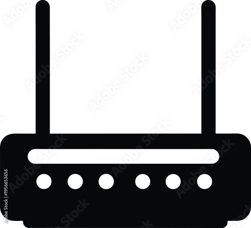 a modem with status lights simplified dots the entire image silhouette vector illustration on transparent background