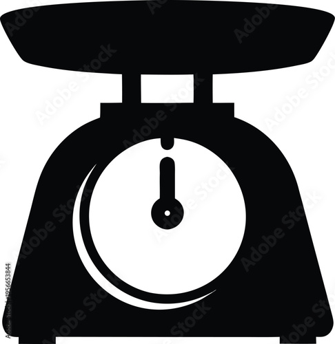 a kitchen scale with circular platform the entire image silhouette vector illustration on transparent background