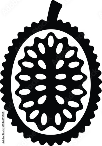 a jackfruit with textured segmented body the entire image silhouette vector illustration on transparent background