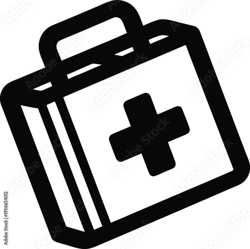a first aid kit with cross symbol the entire image silhouette vector illustration on transparent background