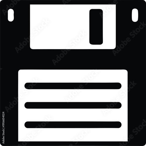 a floppy disk with sliding metal shutter the entire image silhouette vector illustration on transparent background