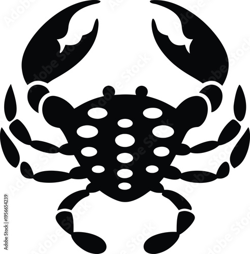 a crab with claws and segmented body the entire image silhouette vector illustration on transparent background