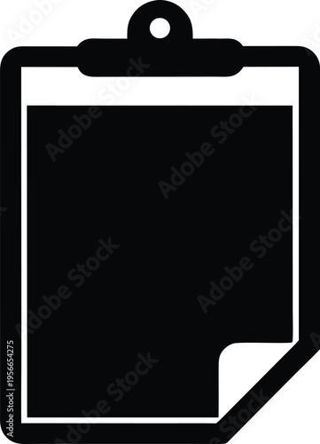 a clipboard with clip and paper edge the entire image silhouette vector illustration on transparent background