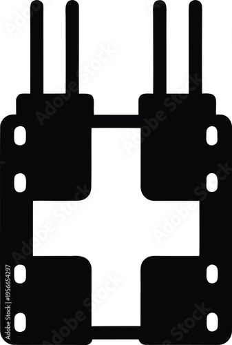 a capacitor with two parallel plates the entire image silhouette vector illustration on transparent background