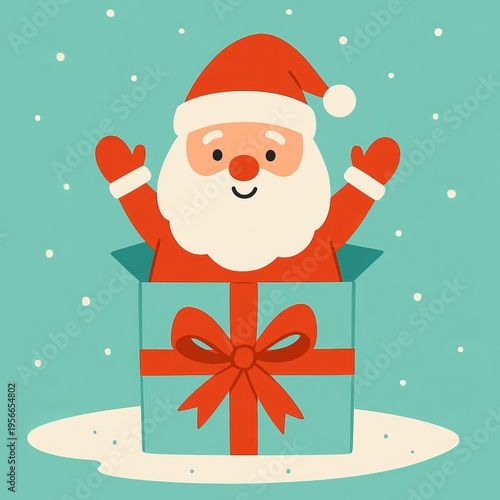 Cute Santa Claus holding gift box, Christmas holiday illustration