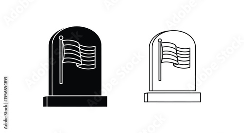 2 tombstone icons with flags vector
