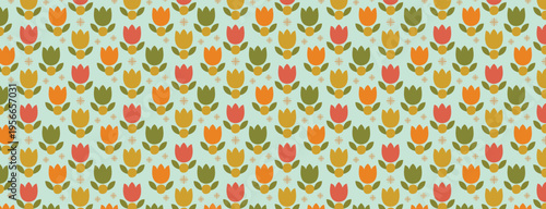 Scandinavian Floral Seamless Pattern Design, Vector file