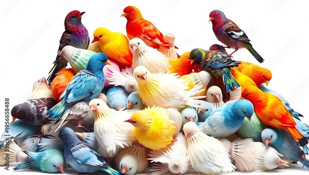 Naklejka premium three parrots on a white background