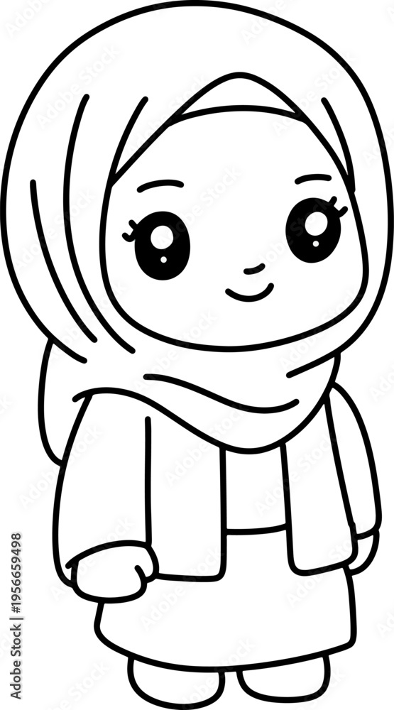 Obraz premium Cute Kartini Girl Standing Character Illustration