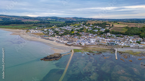 Canvas-taulu Sunset panorama view of Marazion town in England