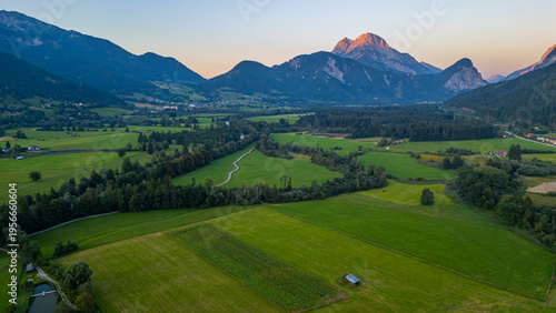 Sunset view of Ennstal Alps in Austria
