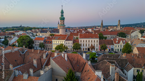 Sunrise view of the old town of Sopron, Hungary