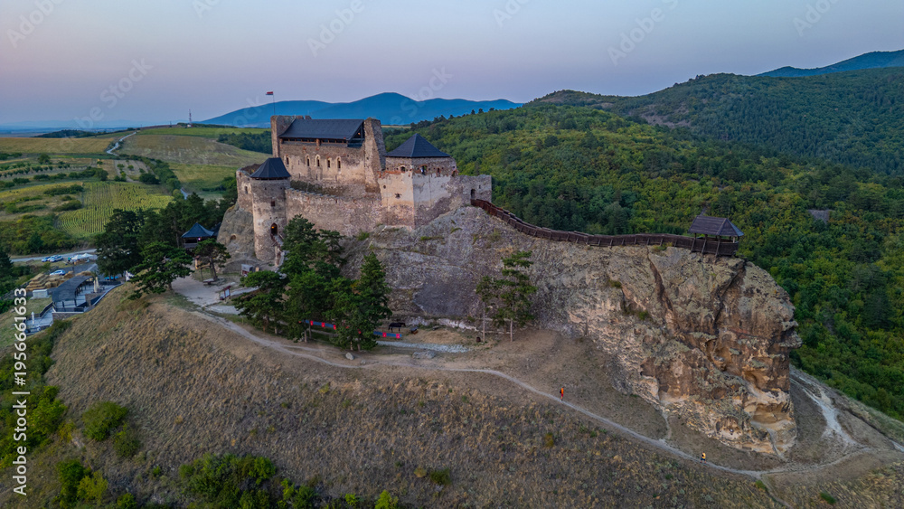 Obraz premium Sunset view of Boldogko castle in Hungary
