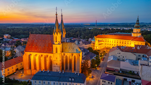 Sunset view of Archbishop's Castle and St. Maurice Church in Kr