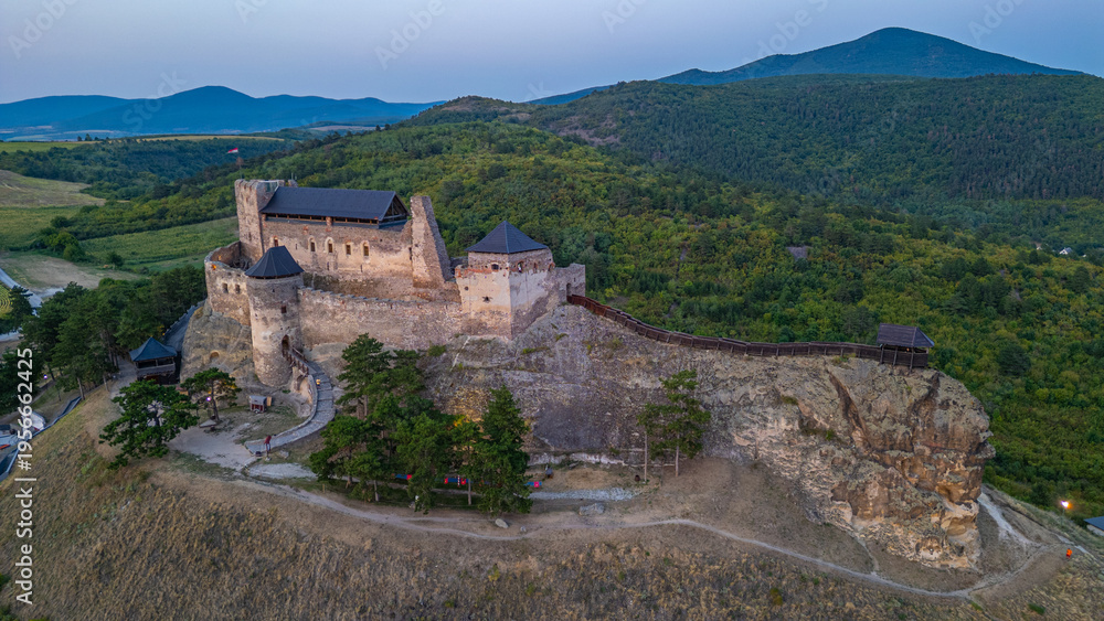 Fototapeta premium Sunset view of Boldogko castle in Hungary