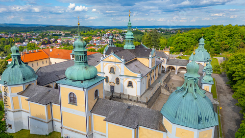Schilderij op canvas Panorama view of Svata Hora pilgrimage site near Pribram, Czech
