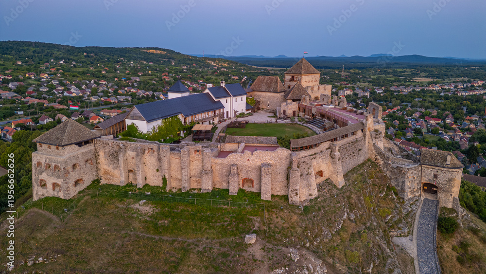 Fototapeta premium Sunset view of Sumeg castle in Hungary