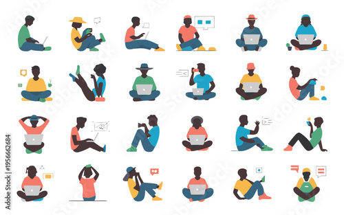 Diverse group of cartoon characters engaging in various sports activities