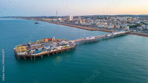 Sunrise view of Brighton palace pier in England