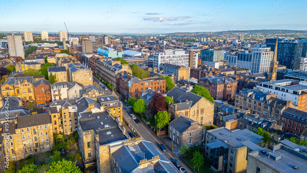 Obraz premium Panorama view of the city center of Glasgow, Scotland