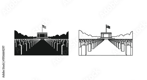 Set of 2 Brandenburg Gate vector illustrations