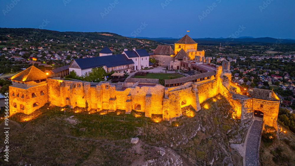 Obraz premium Sunset view of Sumeg castle in Hungary