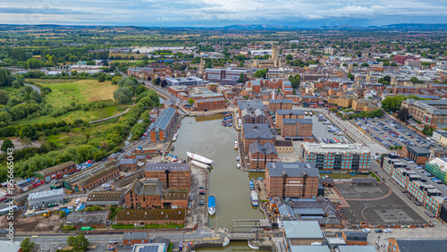 Fotografie Panorama view of Gloucester docks in England
