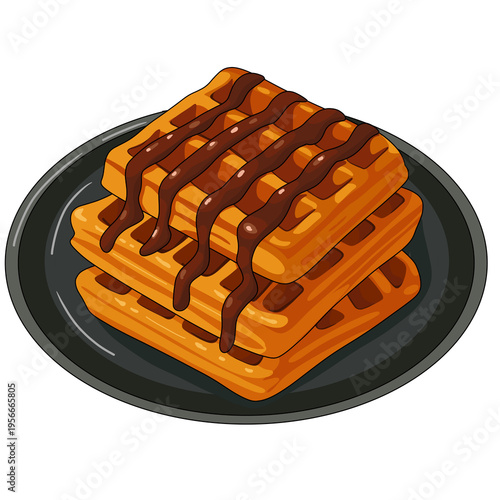 Waffle With Chocolate Sauce