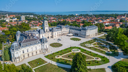Obraz na płótnie Panorama view of Festetics Palace at Keszthely in Hungary during