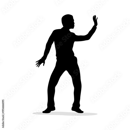 silhouette of a young man dancing transparent. silhouette of a man