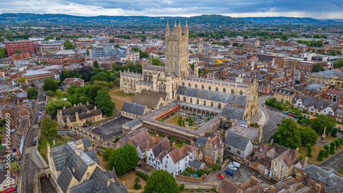 Foto Panorama view of Gloucester cathedral in England